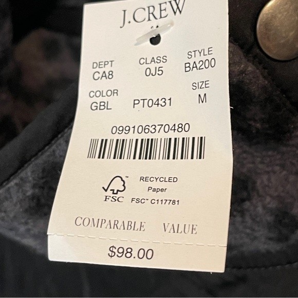 J Crew Quilted Fleece pullover size M - Picture 6 of 6